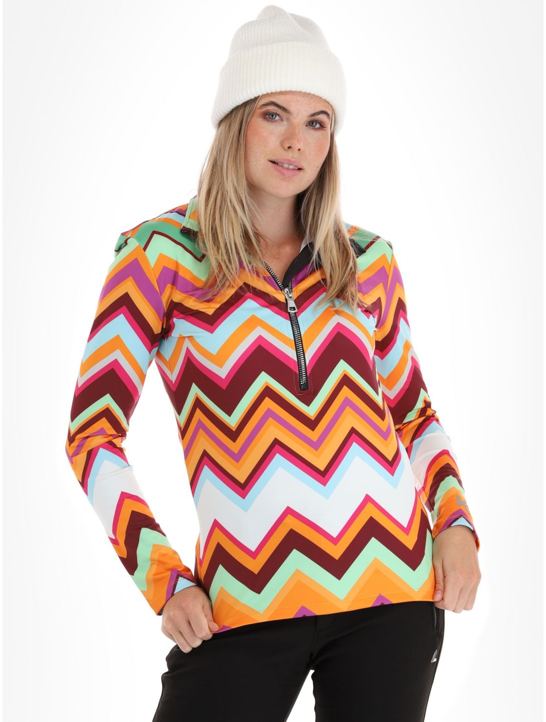 Kou Sportswear, Chevron Pullover Damen Colourful grün, mehrfarbig, orange 