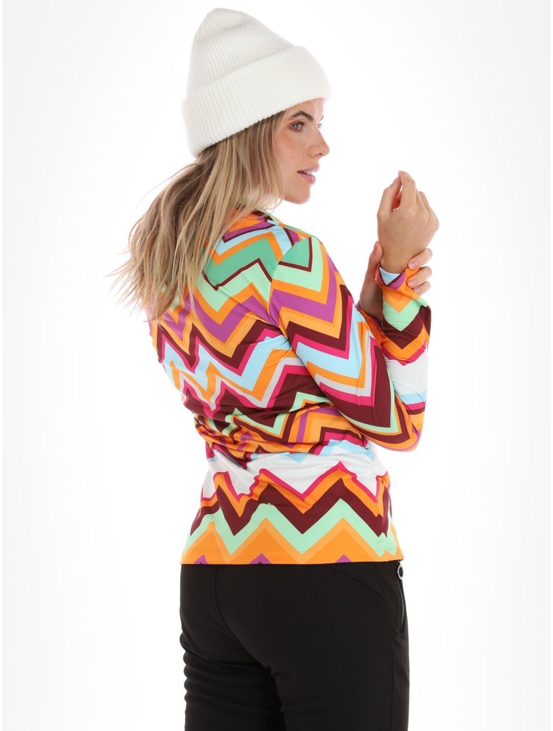 Kou Sportswear, Chevron Pullover Damen Colourful grün, mehrfarbig, orange 