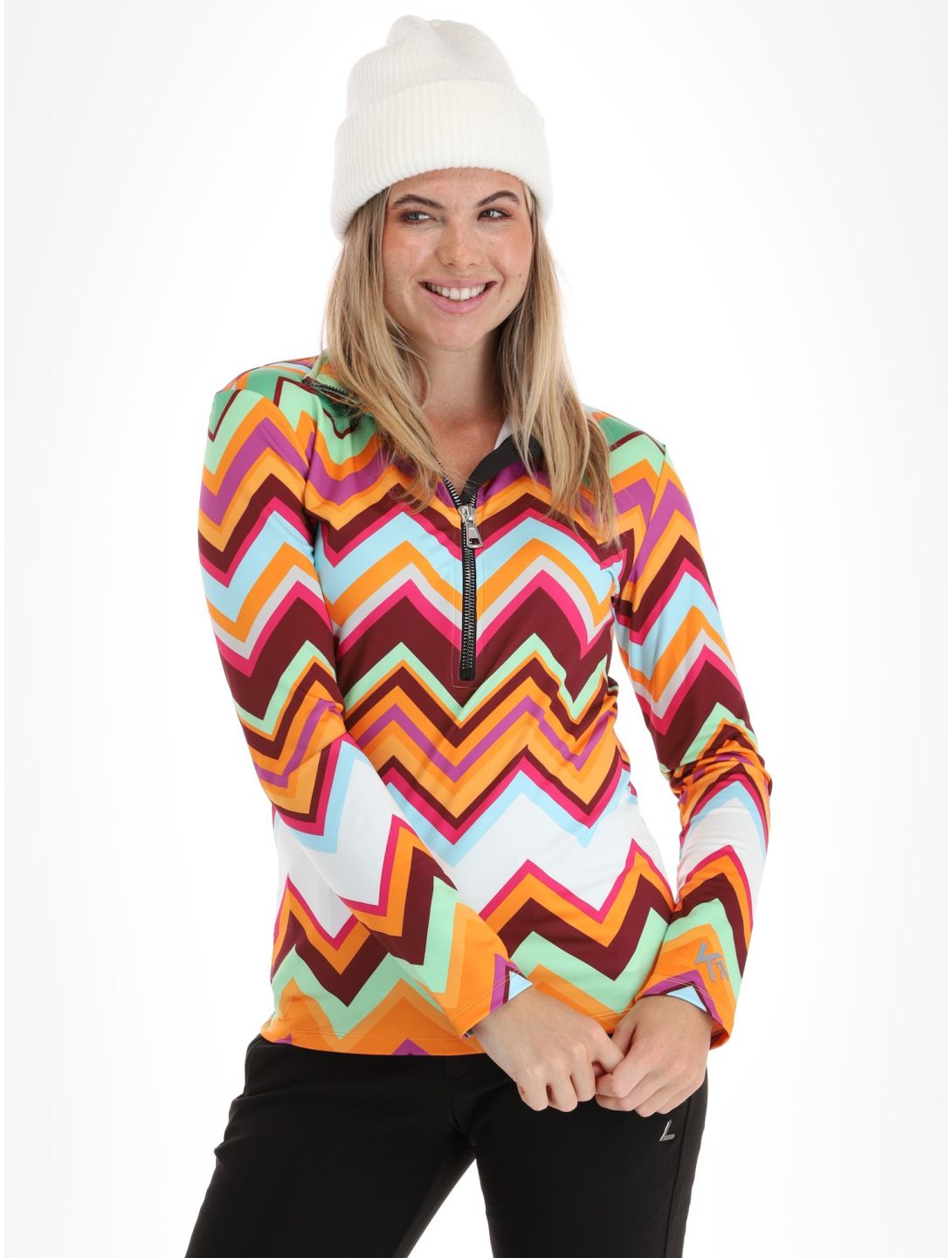 Kou Sportswear, Chevron Pullover Damen Colourful grün, mehrfarbig, orange 