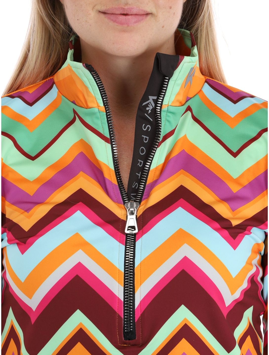 Kou Sportswear, Chevron Pullover Damen Colourful grün, mehrfarbig, orange 