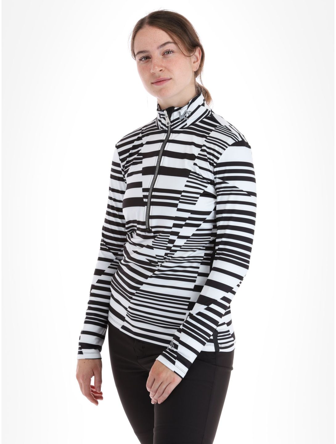 Kou Sportswear, Stripes Pullover Damen Black-White schwarz, weiß 