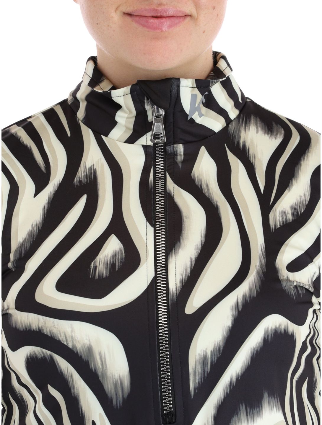 Kou Sportswear, Wild Print Pullover Damen Black-Beige beige, schwarz 