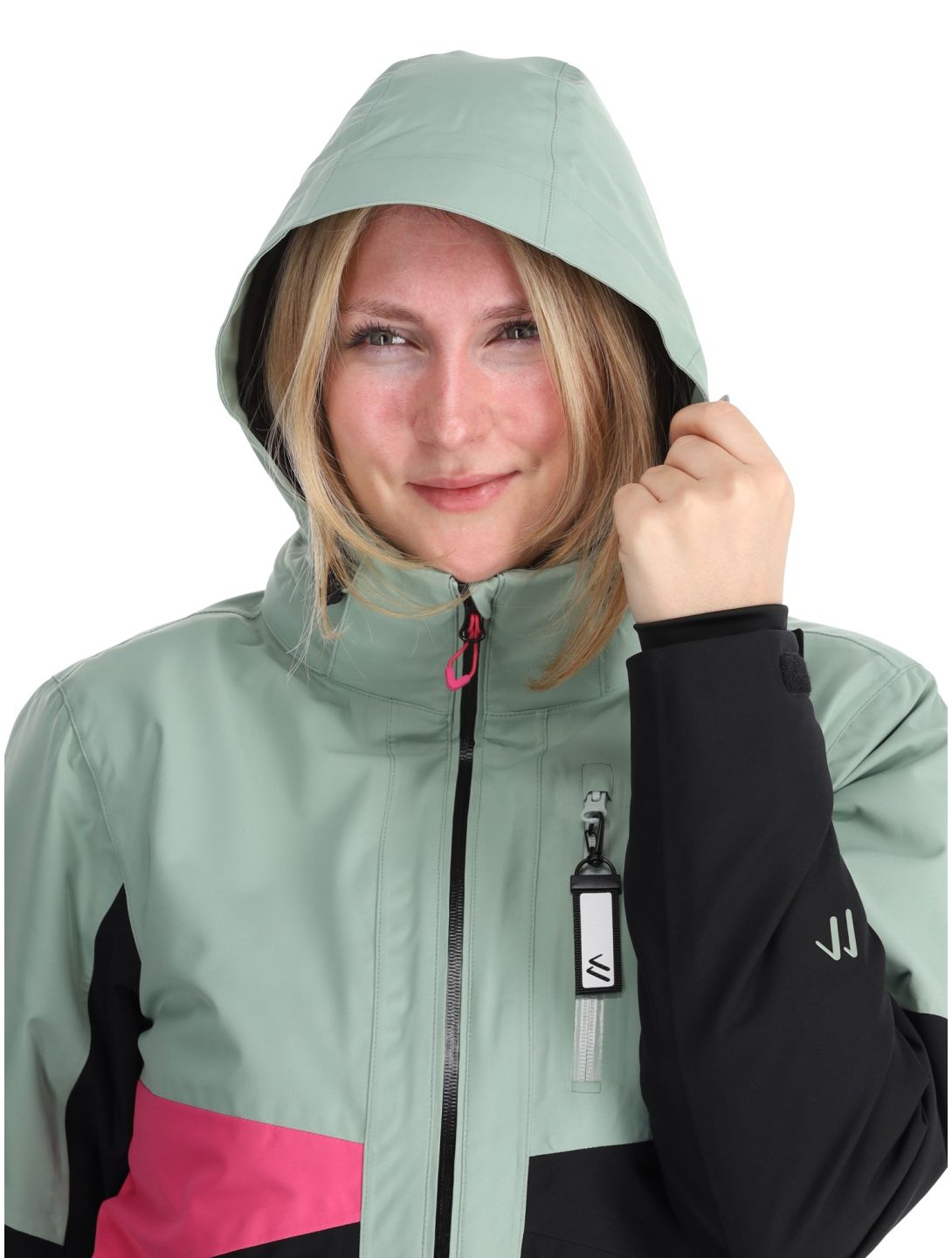 Maier Sports, Vidra Skijacke Damen Black / Luscious Moss / Pink Flambé grün, rosa, schwarz 