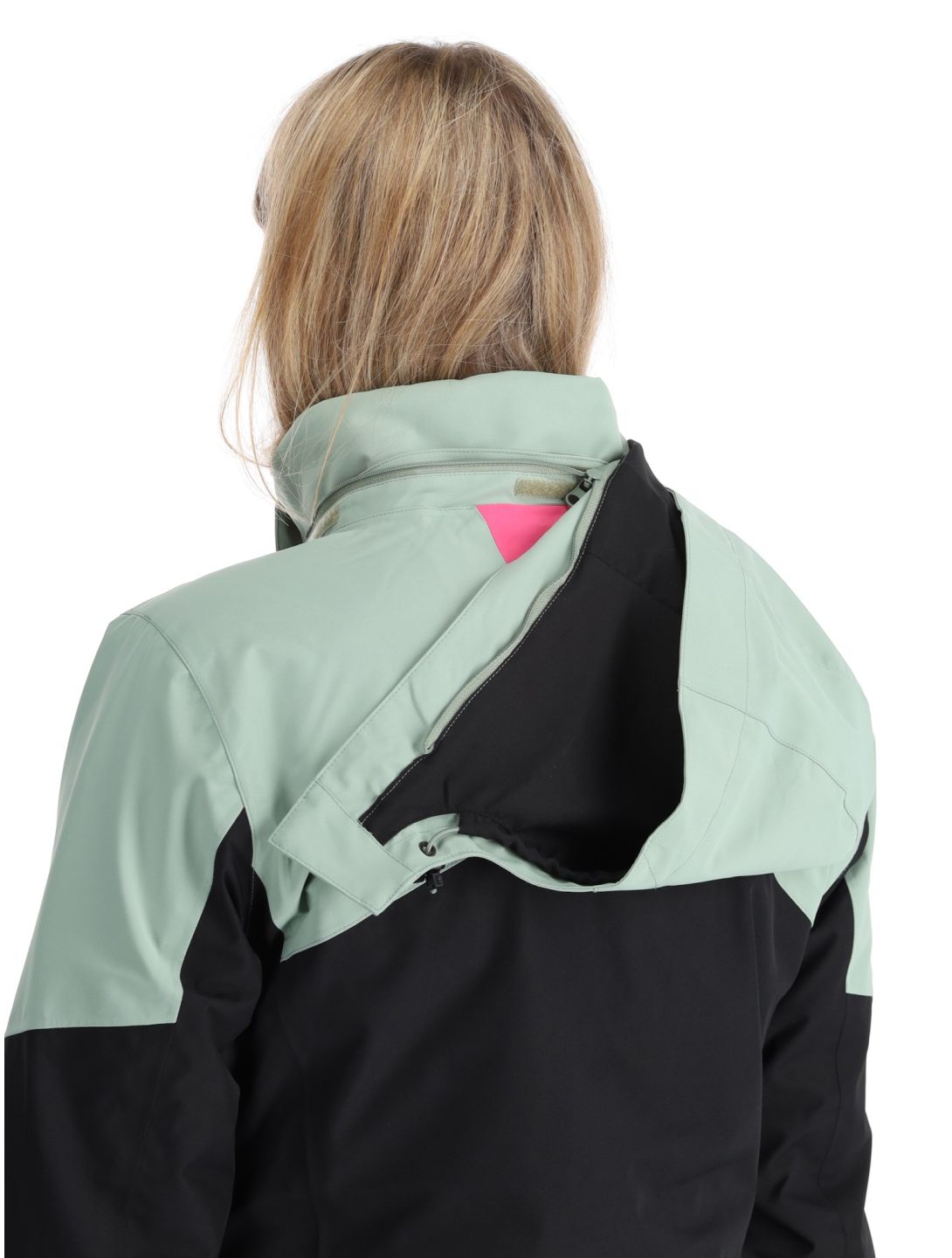 Maier Sports, Vidra Skijacke Damen Black / Luscious Moss / Pink Flambé grün, rosa, schwarz 