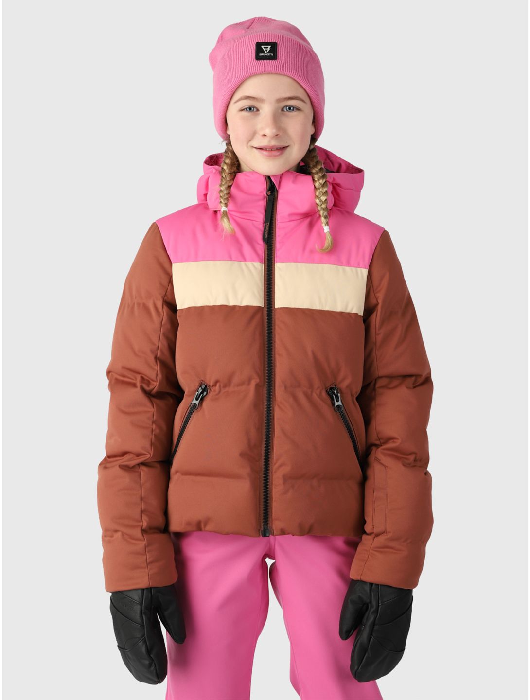 Brunotti, Niagony Skijacke Kinder Mahoganny braun, rosa 