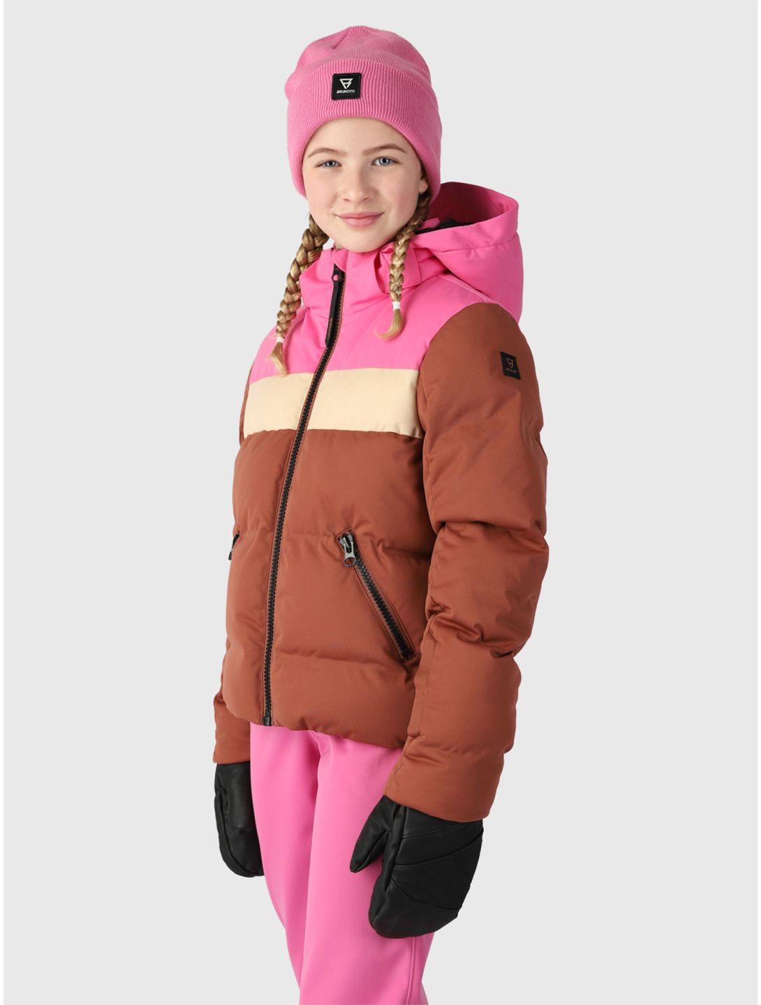 Brunotti, Niagony Skijacke Kinder Mahoganny braun, rosa 