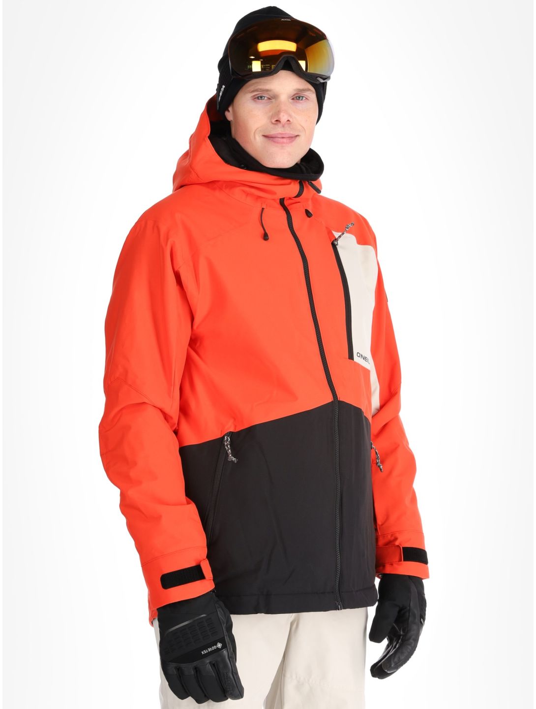 O'Neill, Hammer Block Snow Skijacke Herren Paprika Flame Colour Block orange, schwarz, weiß 