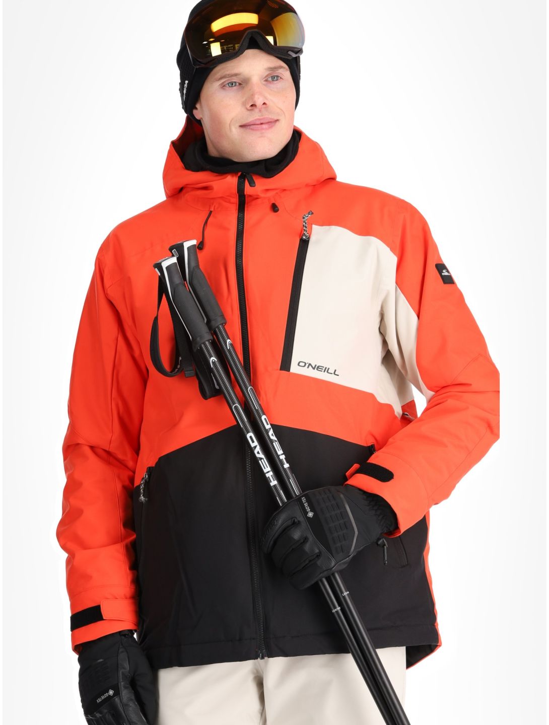 O'Neill, Hammer Block Snow Skijacke Herren Paprika Flame Colour Block orange, schwarz, weiß 