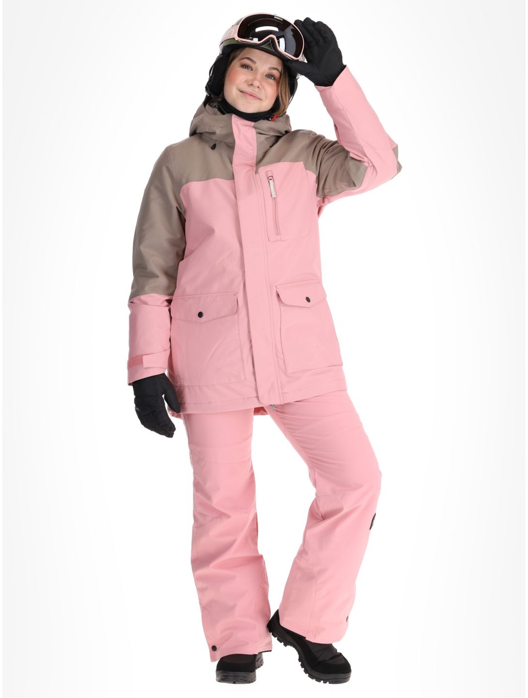 O'Neill, Utility Hybrid Skijacke Damen Genuine Pink Colour Block braun, rosa, weiß 