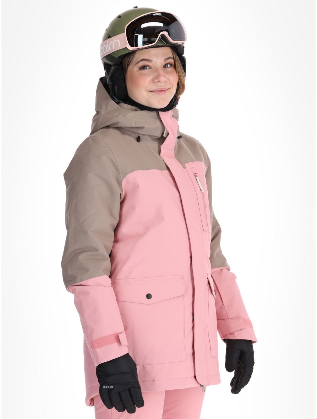 O'Neill, Utility Hybrid Skijacke Damen Genuine Pink Colour Block braun, rosa, weiß 