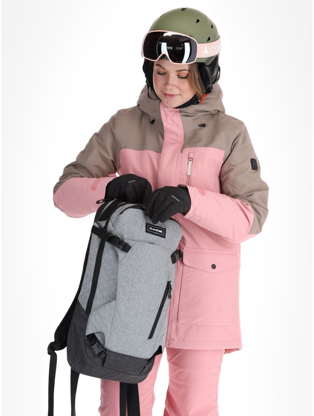 O'Neill, Utility Hybrid Skijacke Damen Genuine Pink Colour Block braun, rosa, weiß 