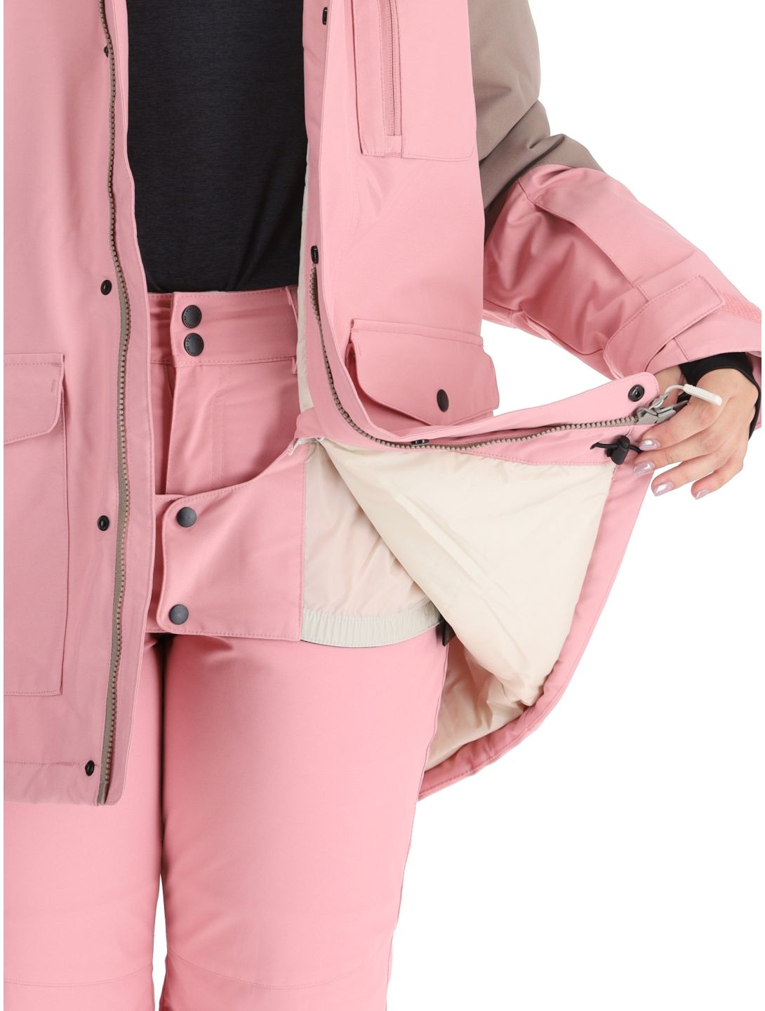 O'Neill, Utility Hybrid Skijacke Damen Genuine Pink Colour Block braun, rosa, weiß 