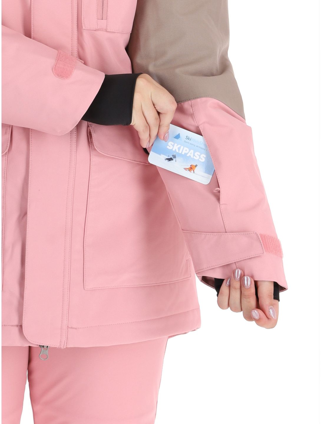 O'Neill, Utility Hybrid Skijacke Damen Genuine Pink Colour Block braun, rosa, weiß 