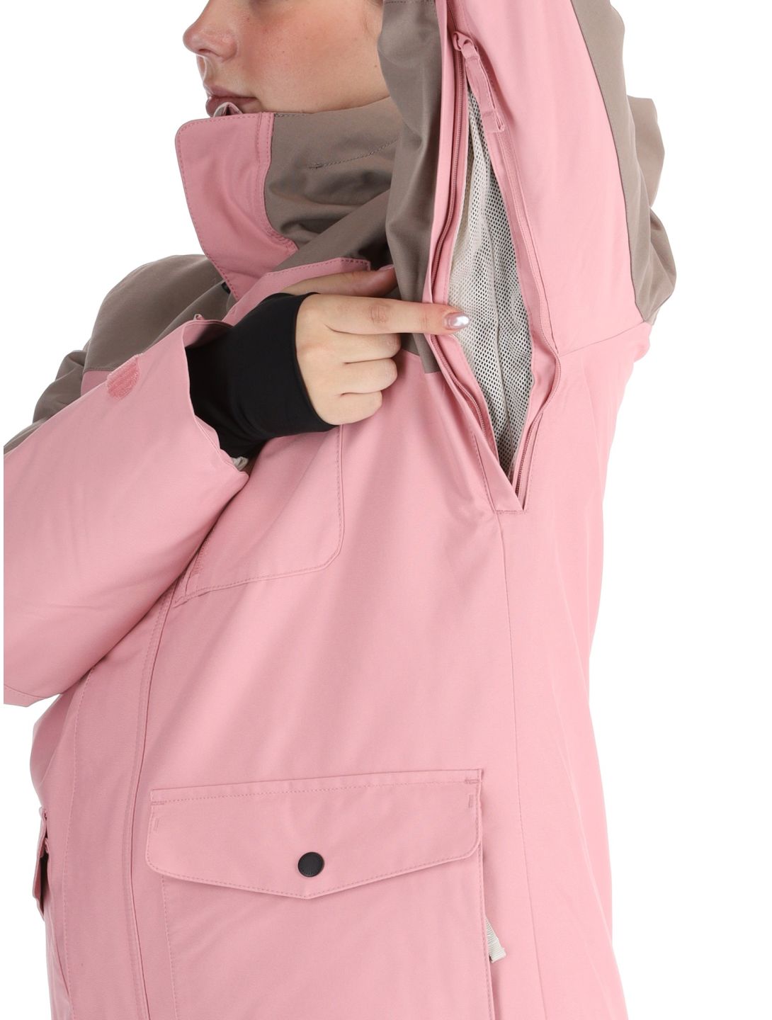 O'Neill, Utility Hybrid Skijacke Damen Genuine Pink Colour Block braun, rosa, weiß 