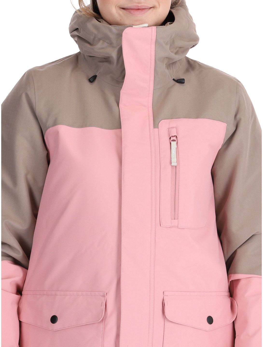 O'Neill, Utility Hybrid Skijacke Damen Genuine Pink Colour Block braun, rosa, weiß 