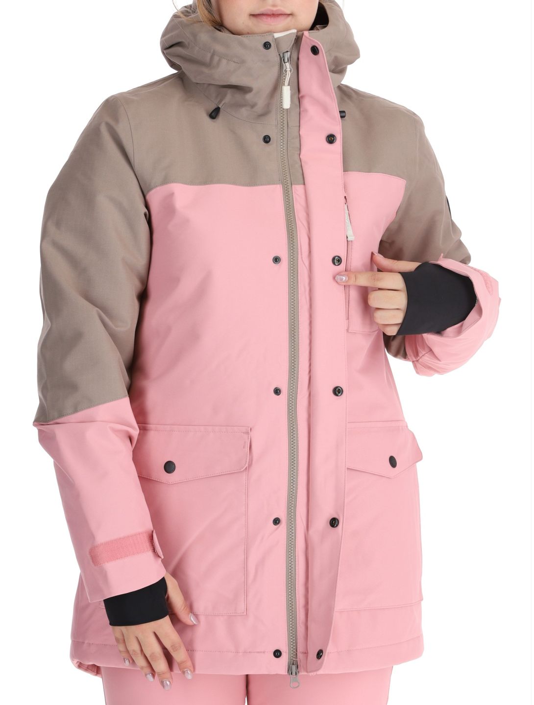 O'Neill, Utility Hybrid Skijacke Damen Genuine Pink Colour Block braun, rosa, weiß 