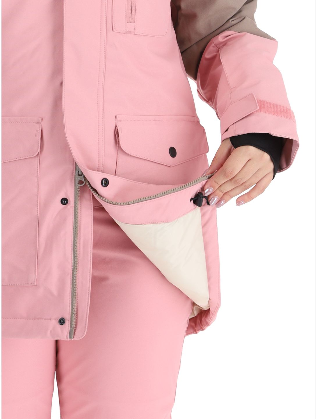 O'Neill, Utility Hybrid Skijacke Damen Genuine Pink Colour Block braun, rosa, weiß 