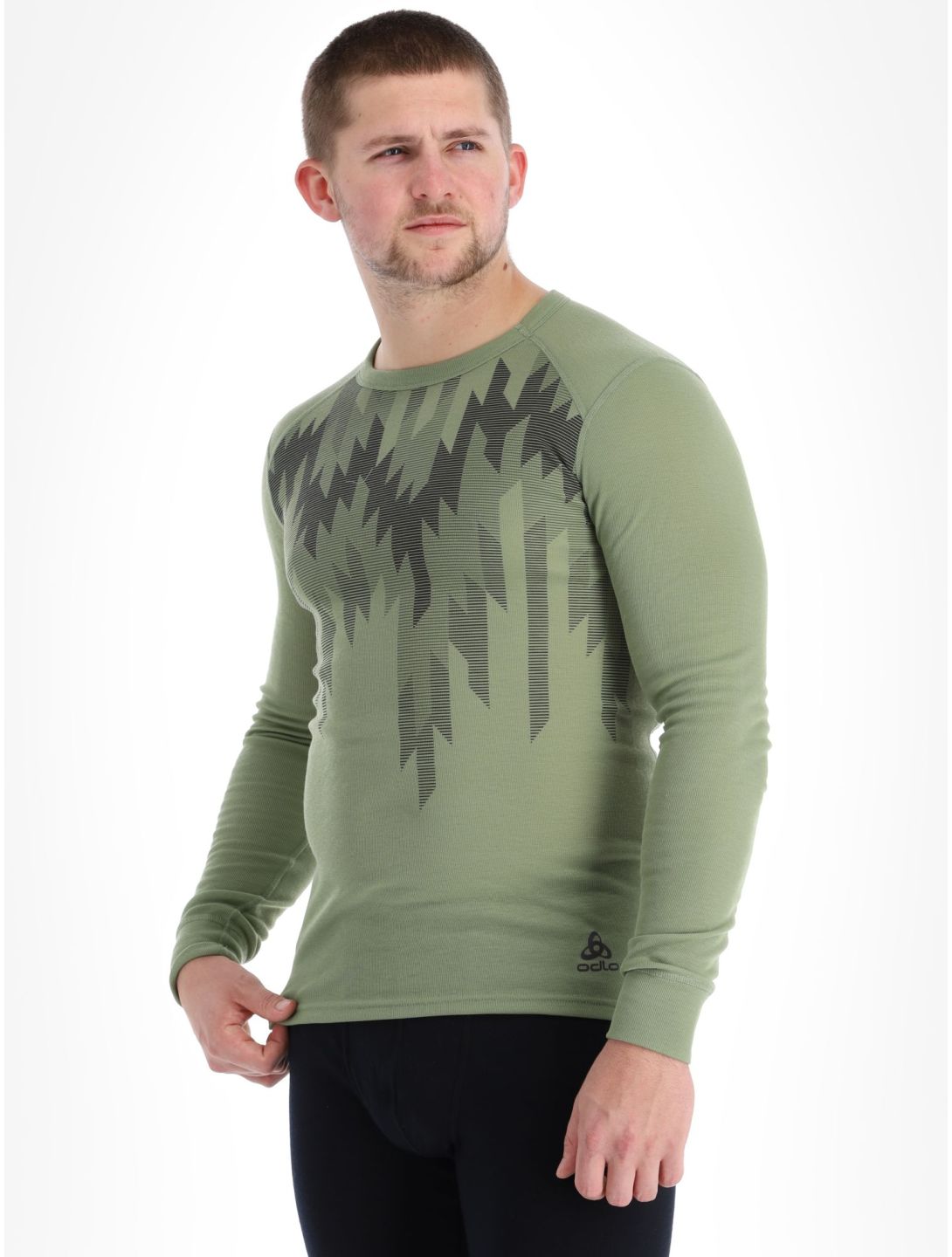 Odlo, Active Warm Eco Graphic Thermoshirt Herren Matte Green grün 