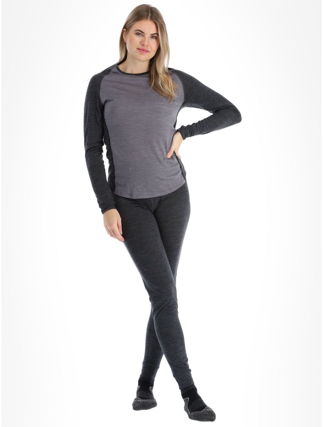 Odlo, Natural Performance PW 150 Thermoshirt Damen Grey Melange - Dark Grey Melange grau 