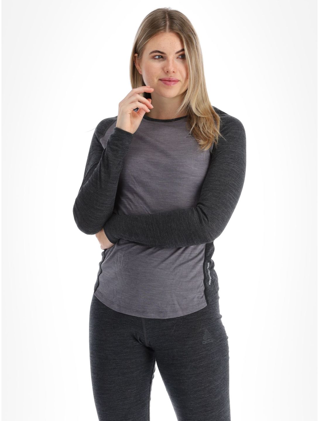 Odlo, Natural Performance PW 150 Thermoshirt Damen Grey Melange - Dark Grey Melange grau 