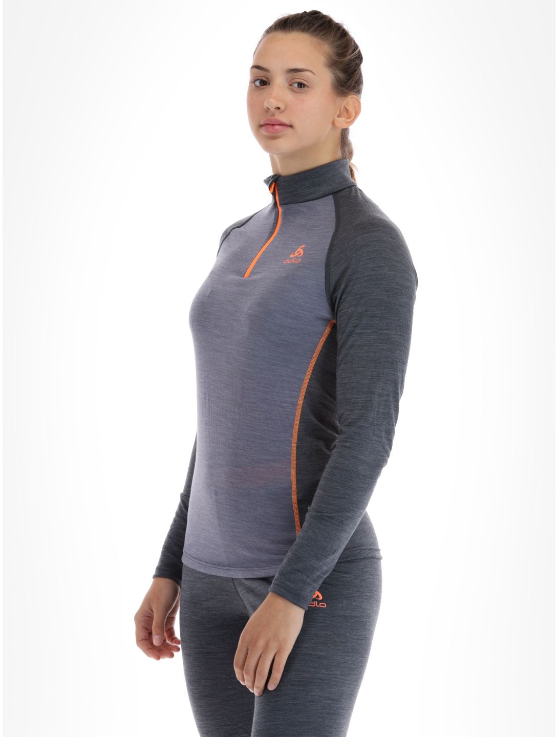 Odlo, Natural Performance PW 150 Pullover Damen Folkstone Gray - India Ink Melange grau 