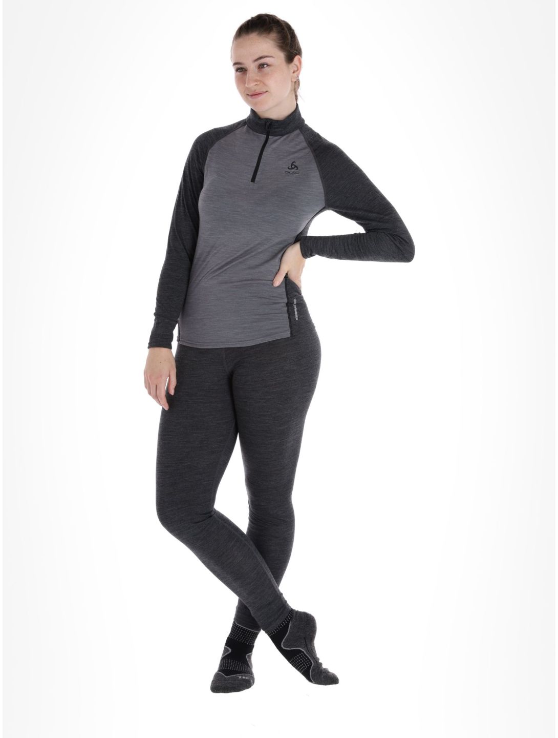 Odlo, Natural Performance PW 150 Pullover Damen Grey Melange - Dark Grey Melange grau 