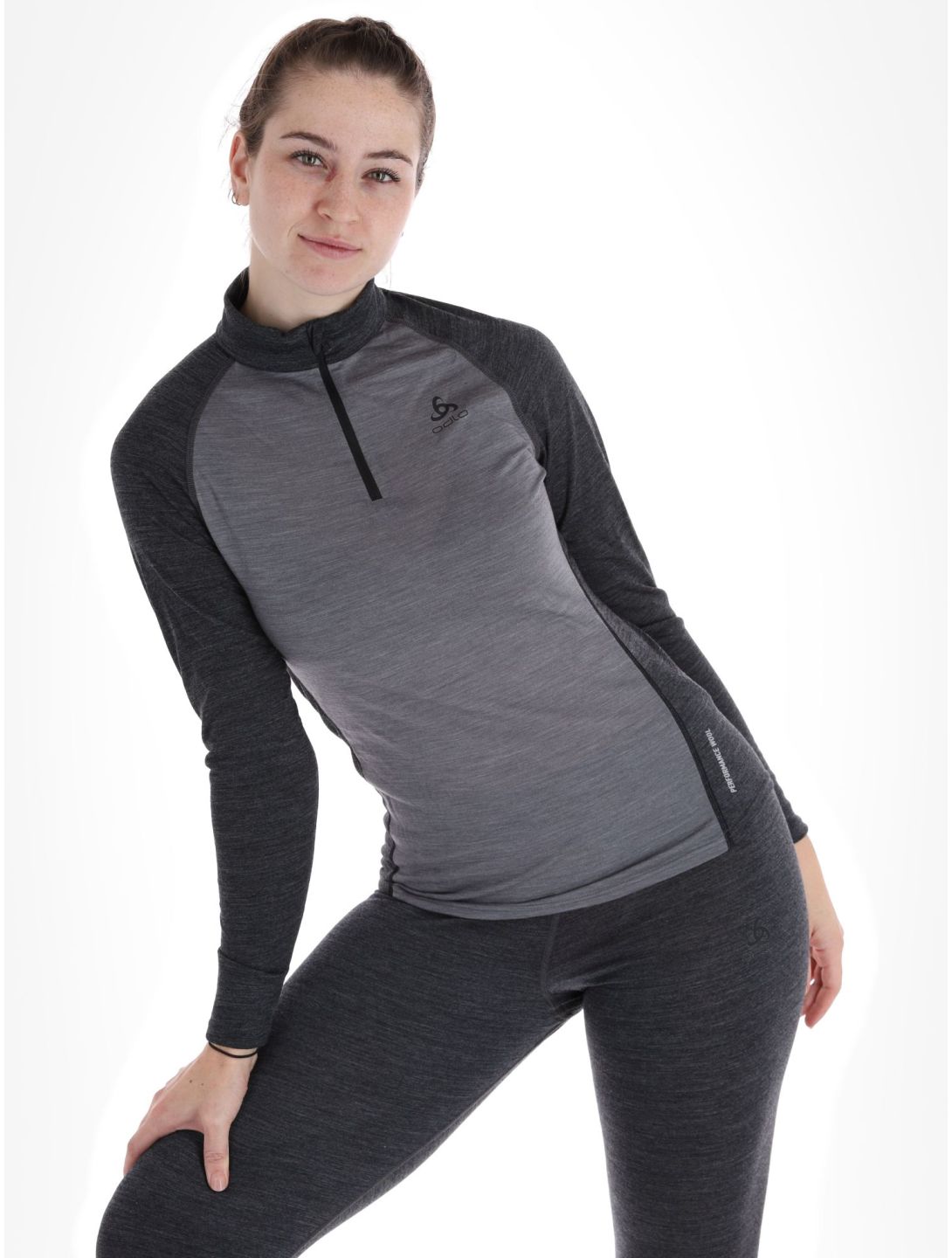 Odlo, Natural Performance PW 150 Pullover Damen Grey Melange - Dark Grey Melange grau 