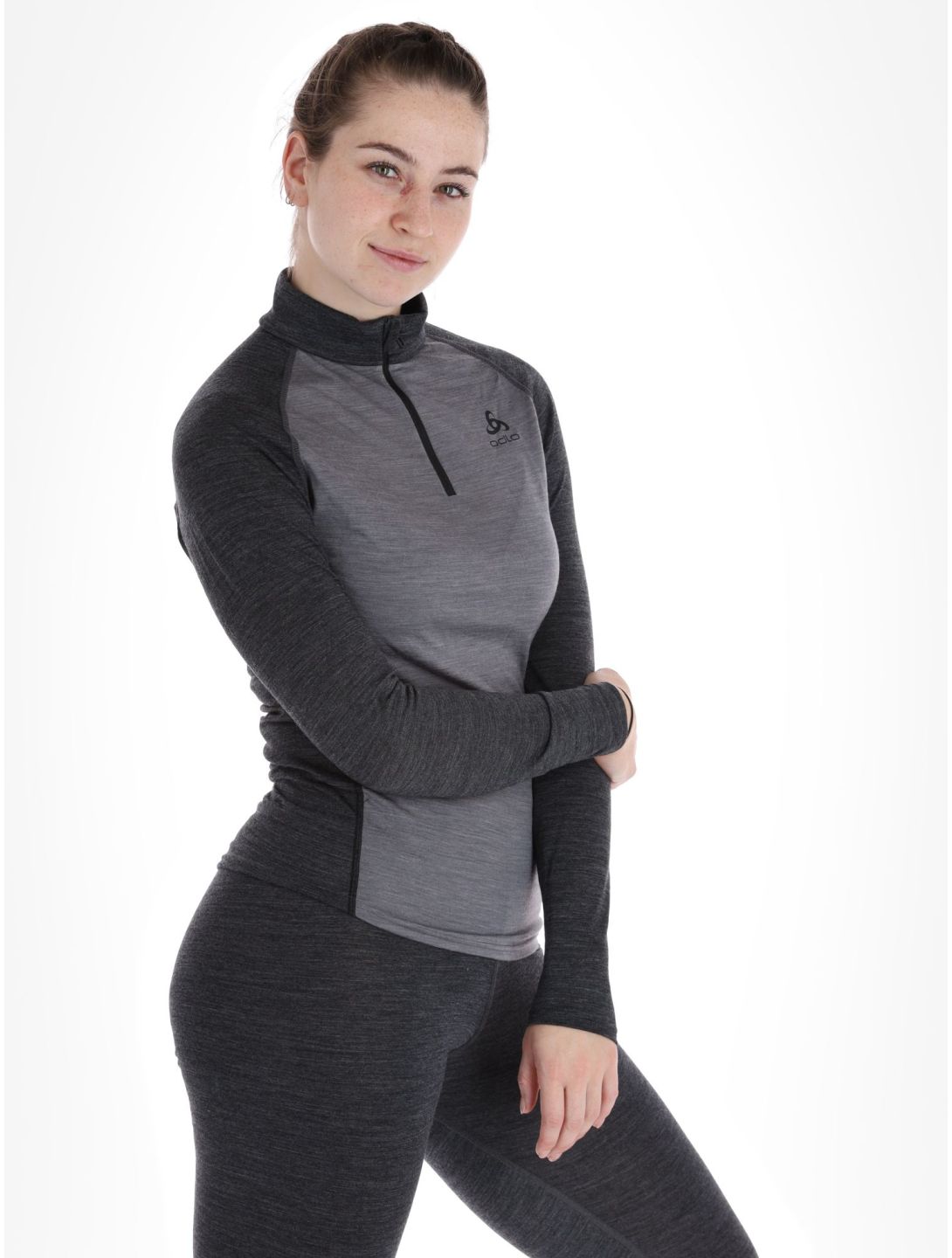 Odlo, Natural Performance PW 150 Pullover Damen Grey Melange - Dark Grey Melange grau 