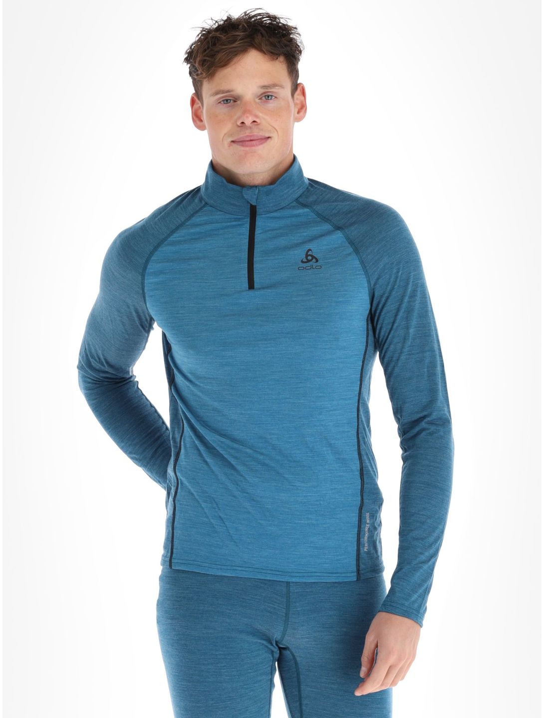 Odlo, Natural Performance PW 150 Pullover Herren Saxony Blue - Deep Dive Melange blau 