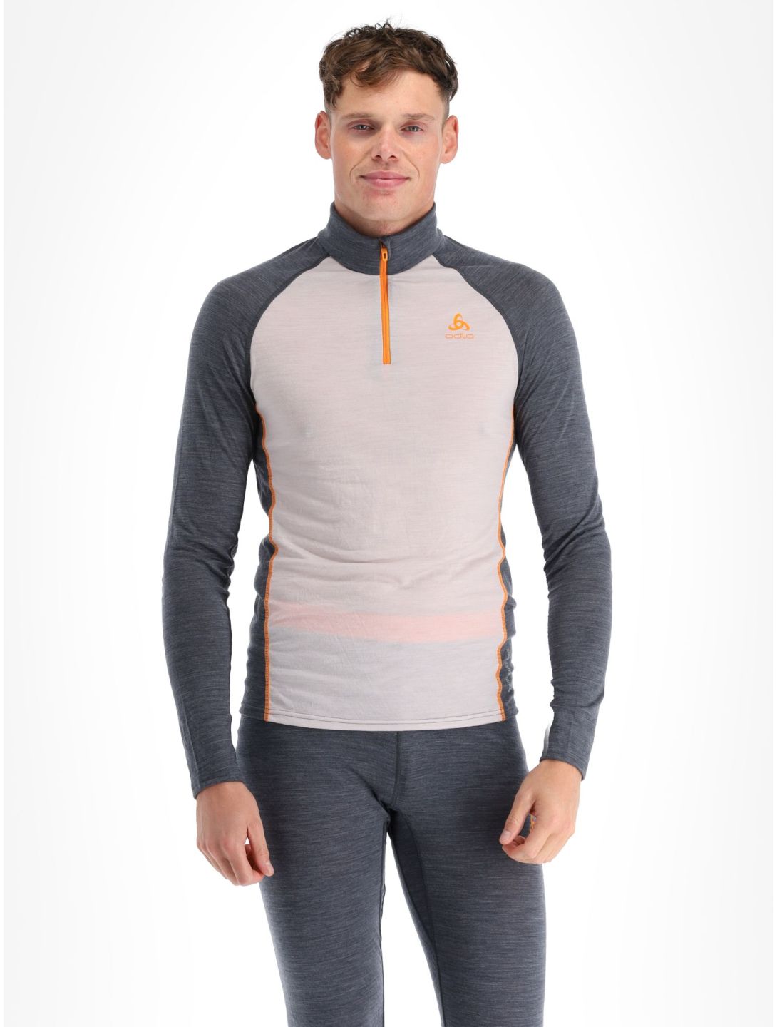 Odlo, Natural Performance PW 150 Pullover Herren Silver Cloud - India Ink Melange grau 