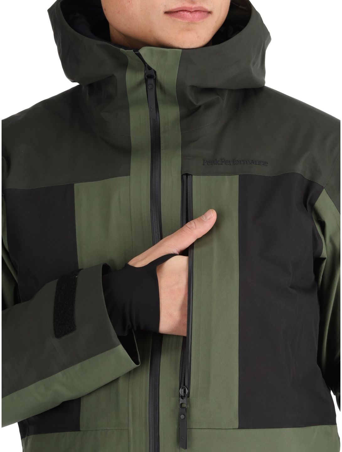 Peak Performance, M Gravity Gore-Tex 3L Hardshell Skijacke Herren Olive Extreme / Offblack / Pine Needle grün, schwarz 