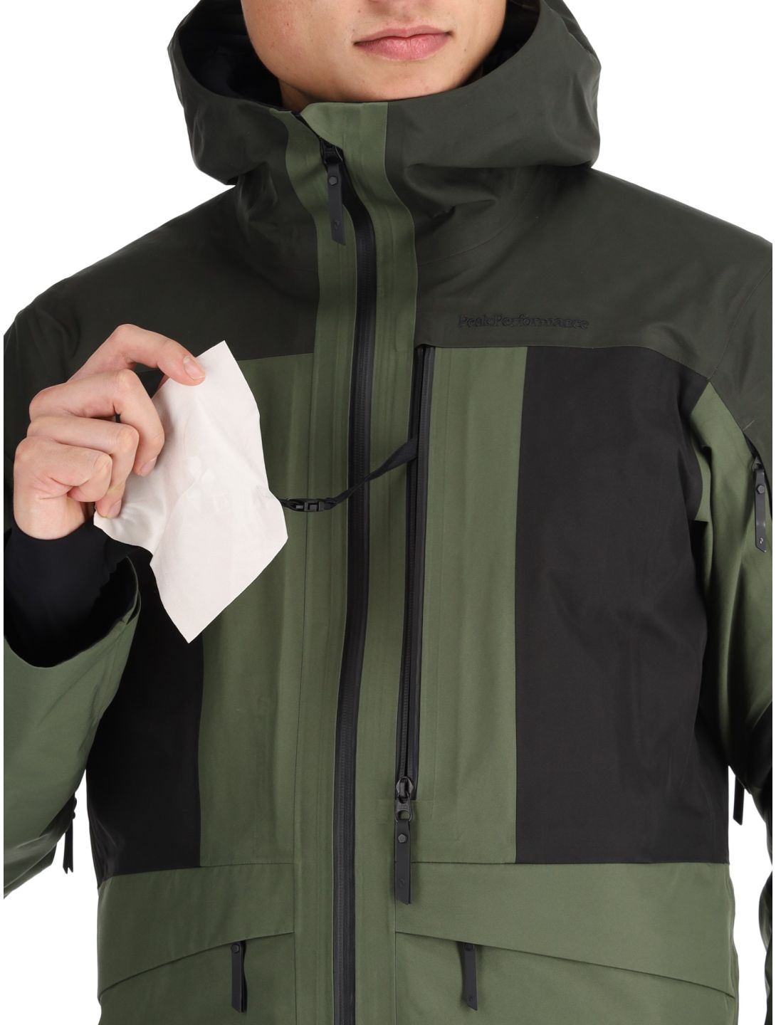 Peak Performance, M Gravity Gore-Tex 3L Hardshell Skijacke Herren Olive Extreme / Offblack / Pine Needle grün, schwarz 