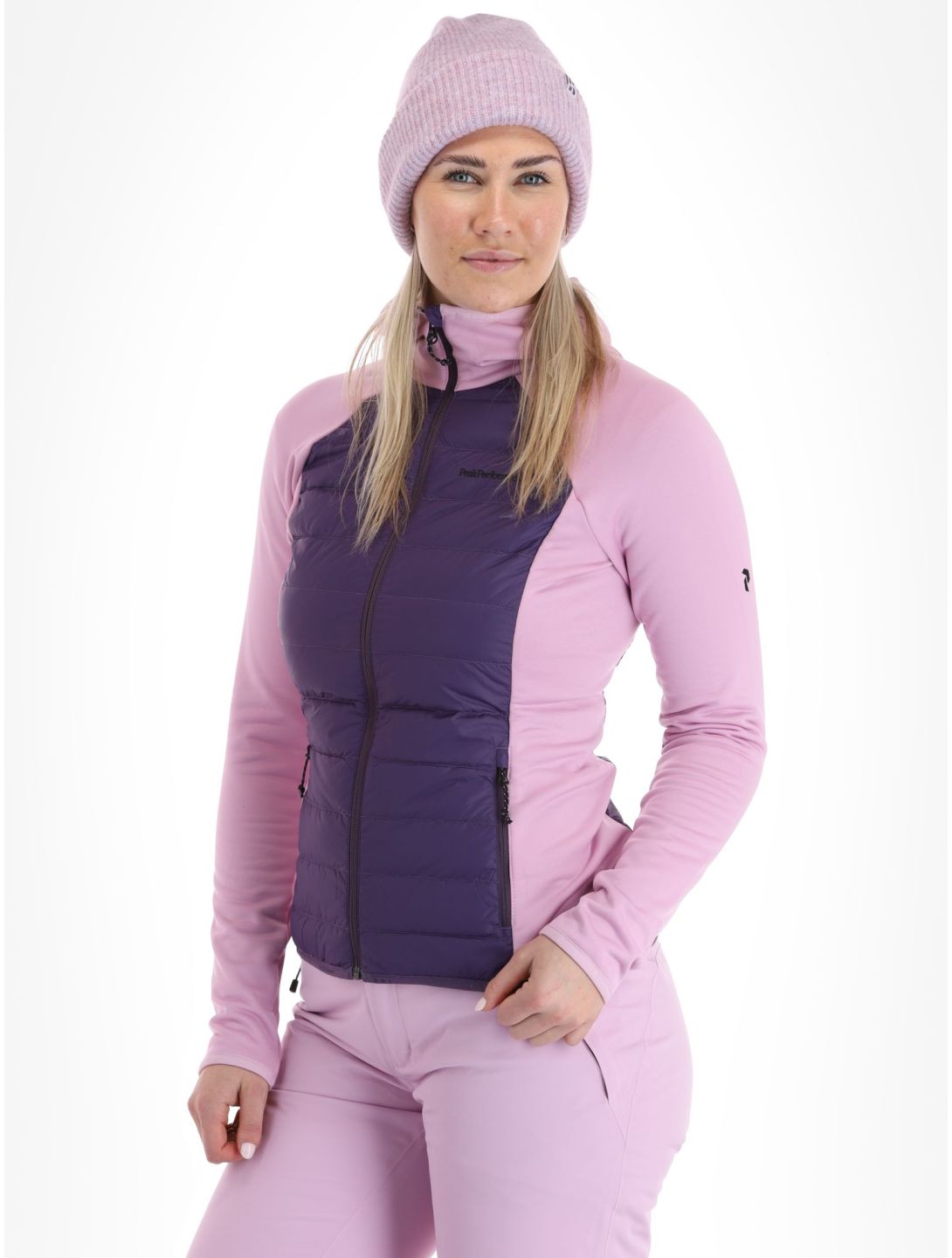 Peak Performance, W Down Hybrid Hood Jacke Damen Indigo Statice Lilac rosa 