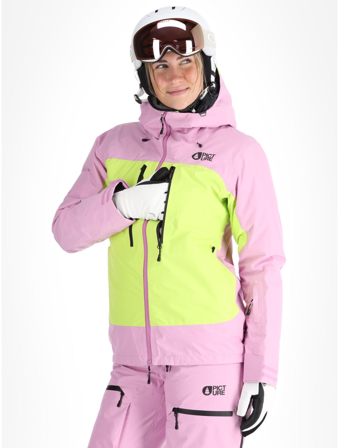 Picture, Acidid 3L Hardshell Skijacke Damen Orchid Acid Lime grün, rosa 