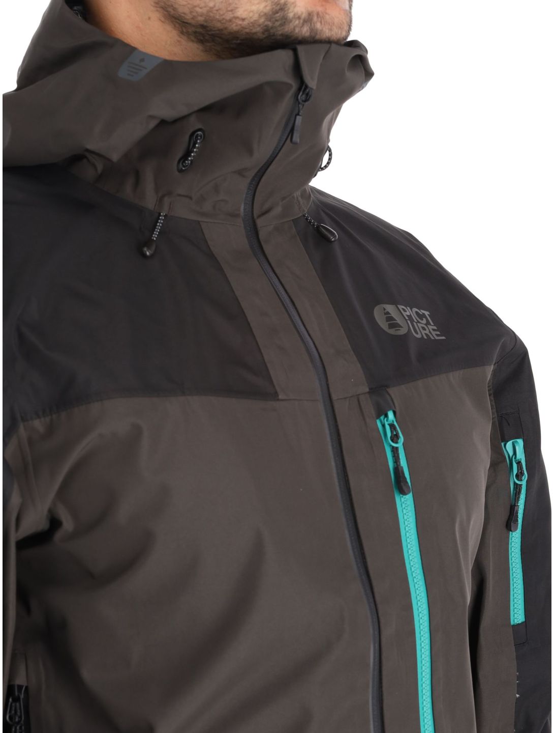 Picture, Broader 3L Hardshell Skijacke Herren Raven Grey-Black grau, grün, schwarz 