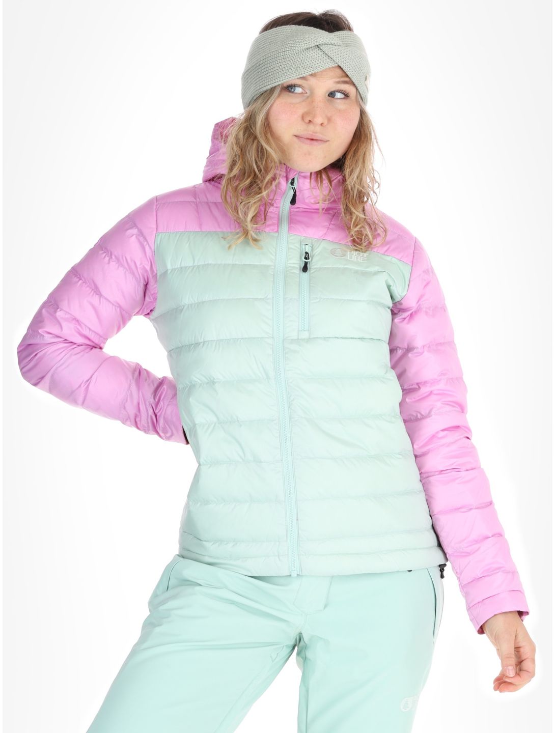 Picture, Mid Puff Down Daunenjacke Damen Silt Green Orchid Acid grün, rosa 