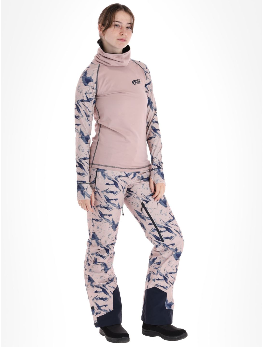 Picture, Pagaya High Fleece Thermoshirt Damen Shadow Gray rosa 