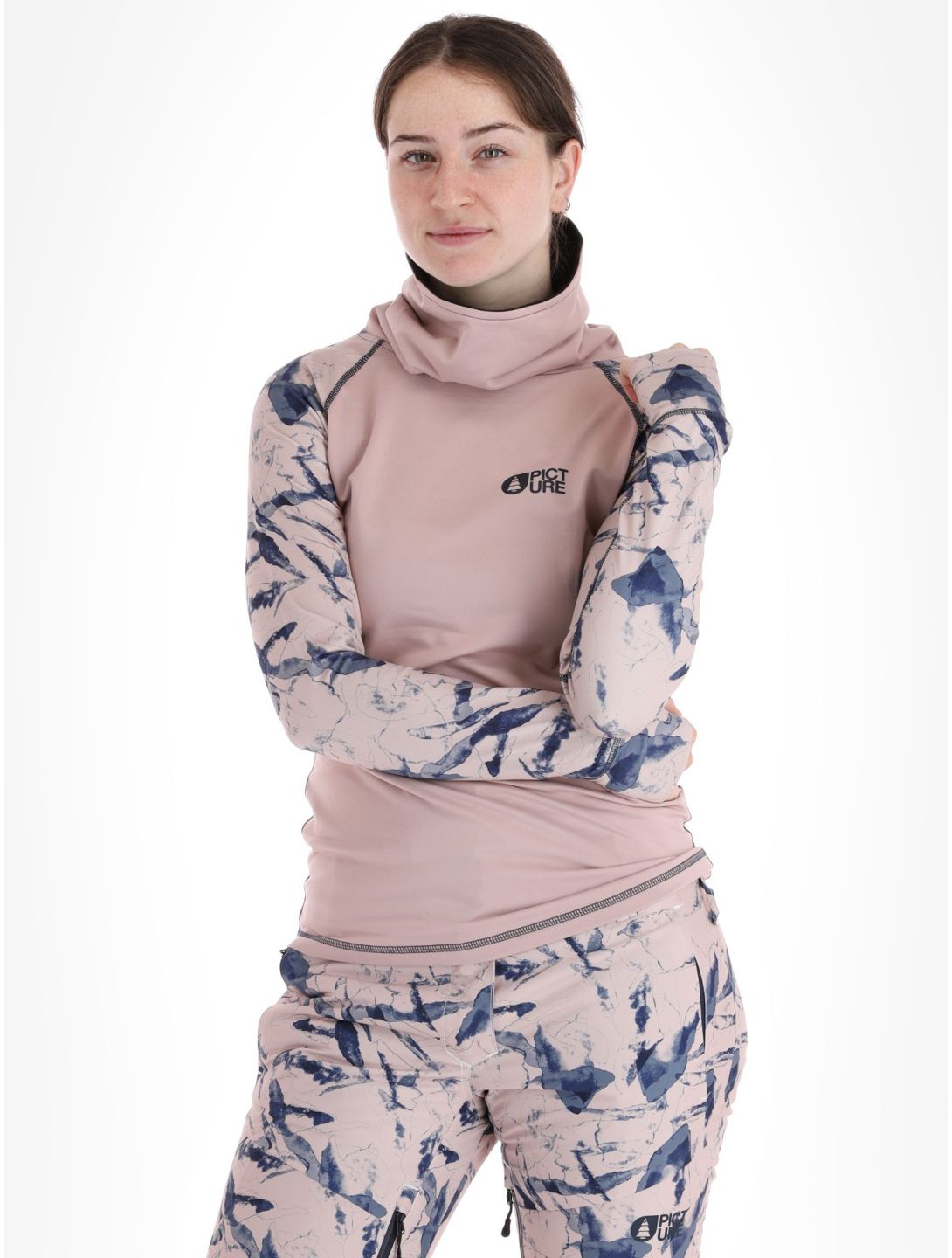 Picture, Pagaya High Fleece Thermoshirt Damen Shadow Gray rosa 