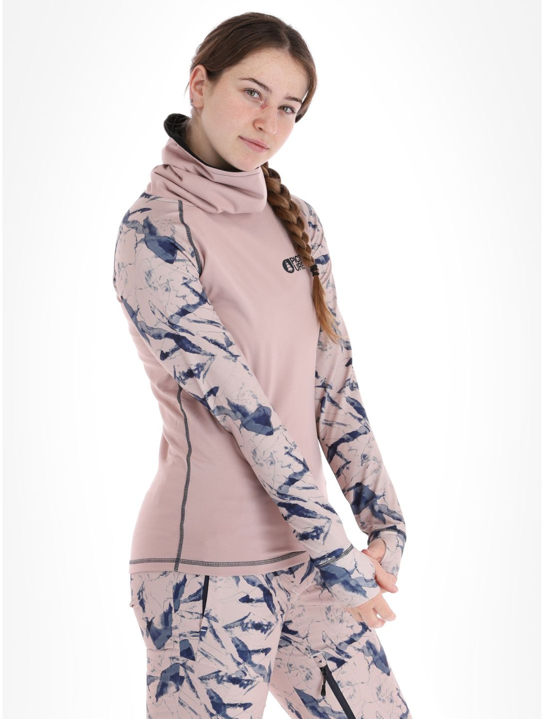 Picture, Pagaya High Fleece Thermoshirt Damen Shadow Gray rosa 