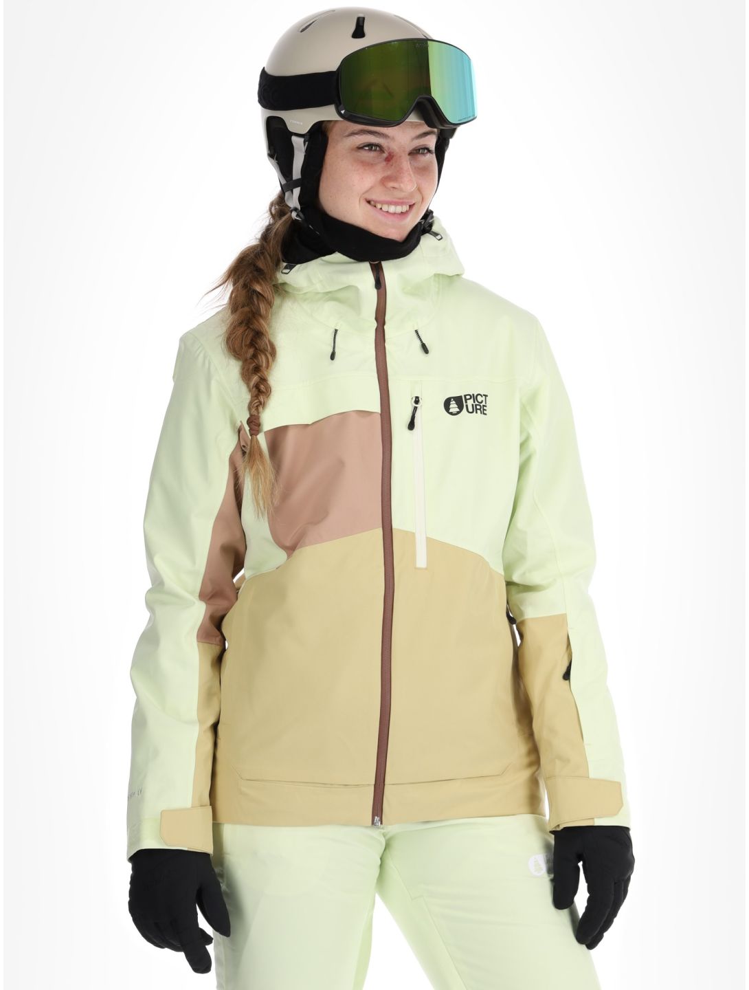 Picture, Seen Skijacke Damen Lime Cream Hemp Roebuck braun, grün 