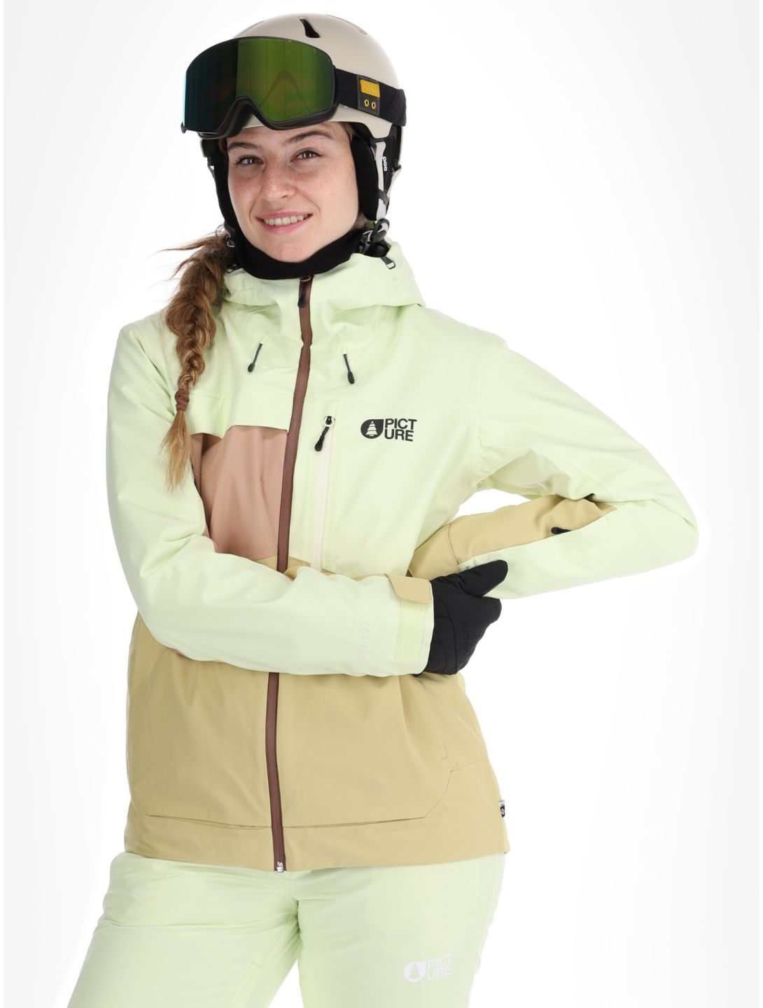 Picture, Seen Skijacke Damen Lime Cream Hemp Roebuck braun, grün 