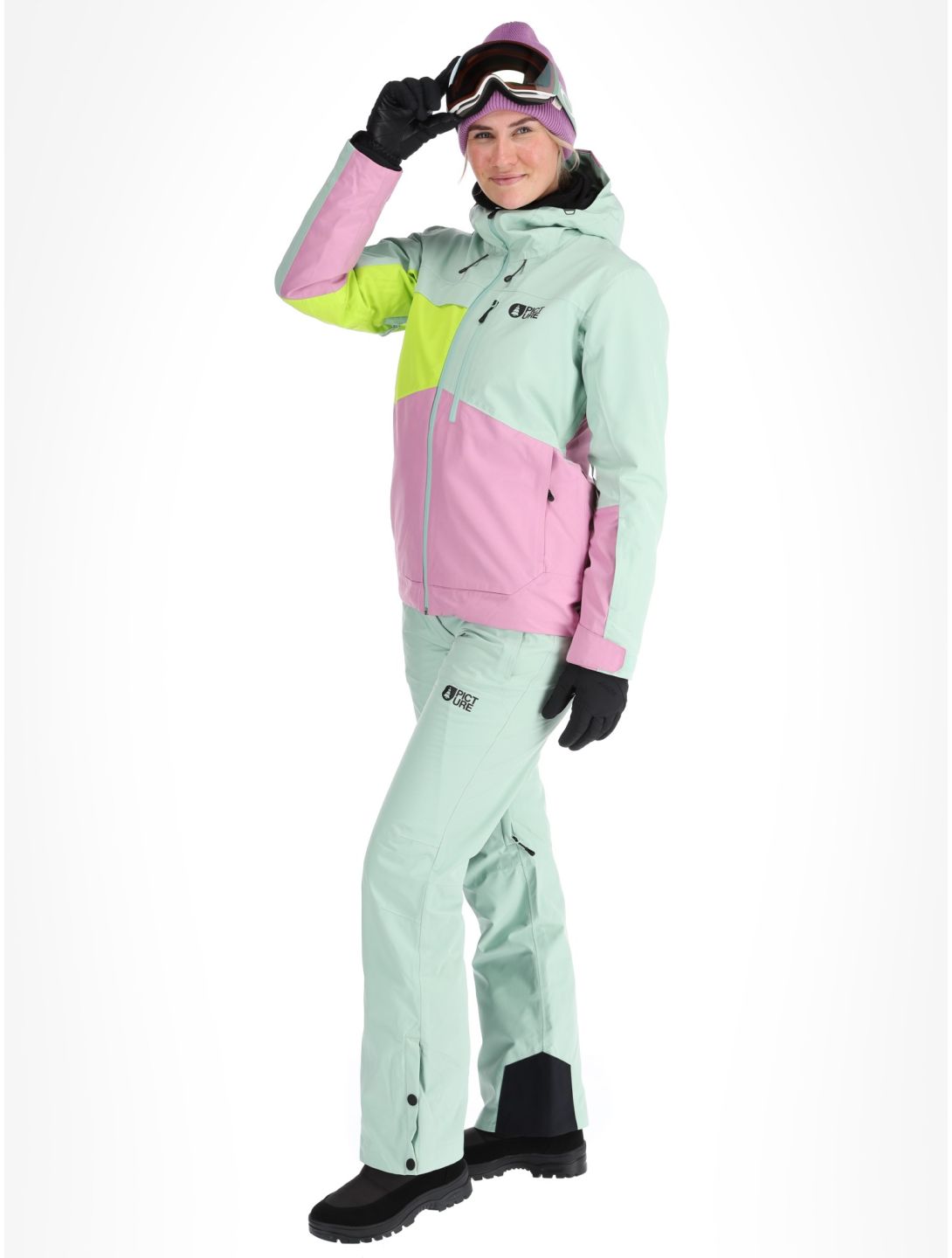 Picture, Seen Skijacke Damen Silt Green Acid Lime Orchid grün, rosa 