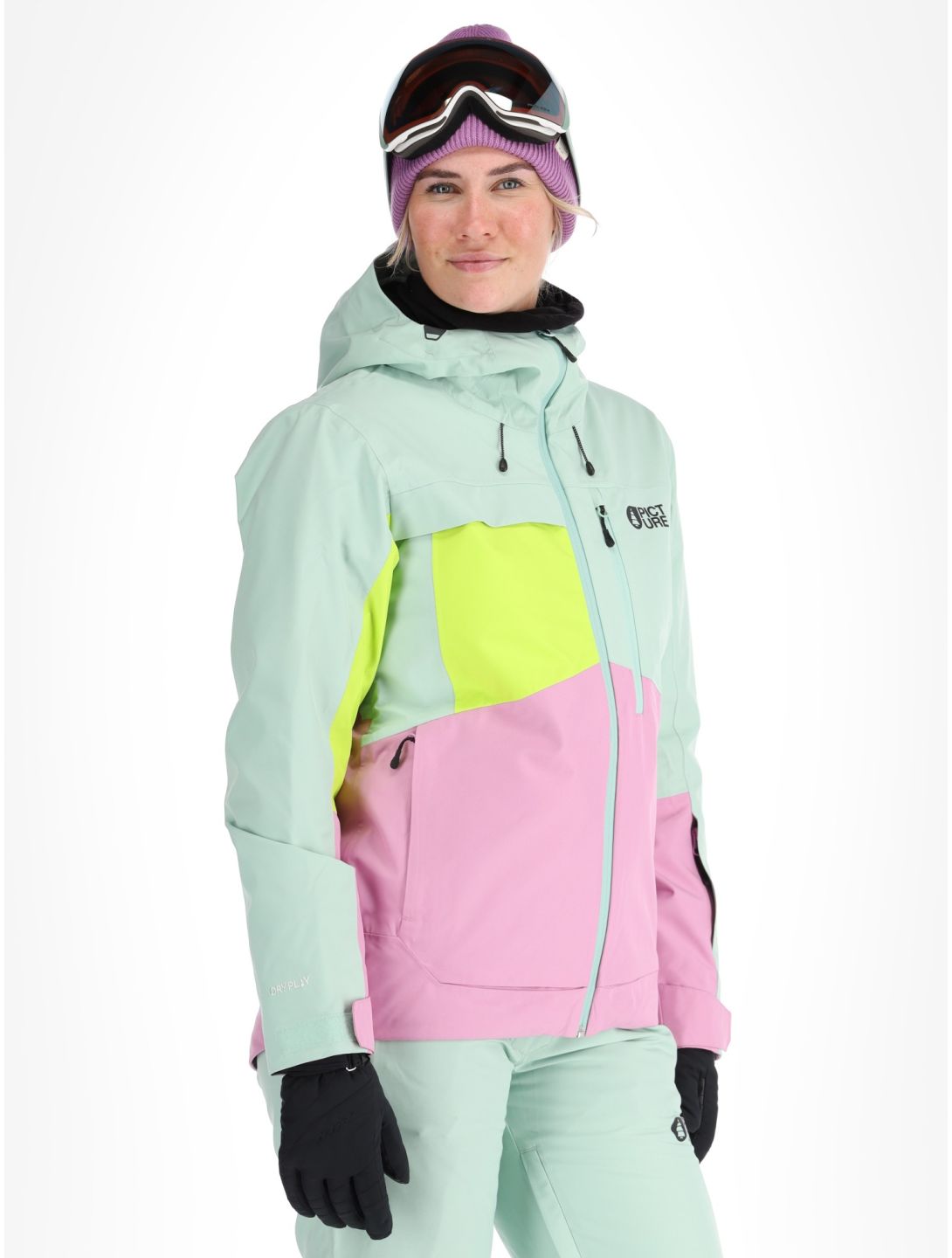 Picture, Seen Skijacke Damen Silt Green Acid Lime Orchid grün, rosa 