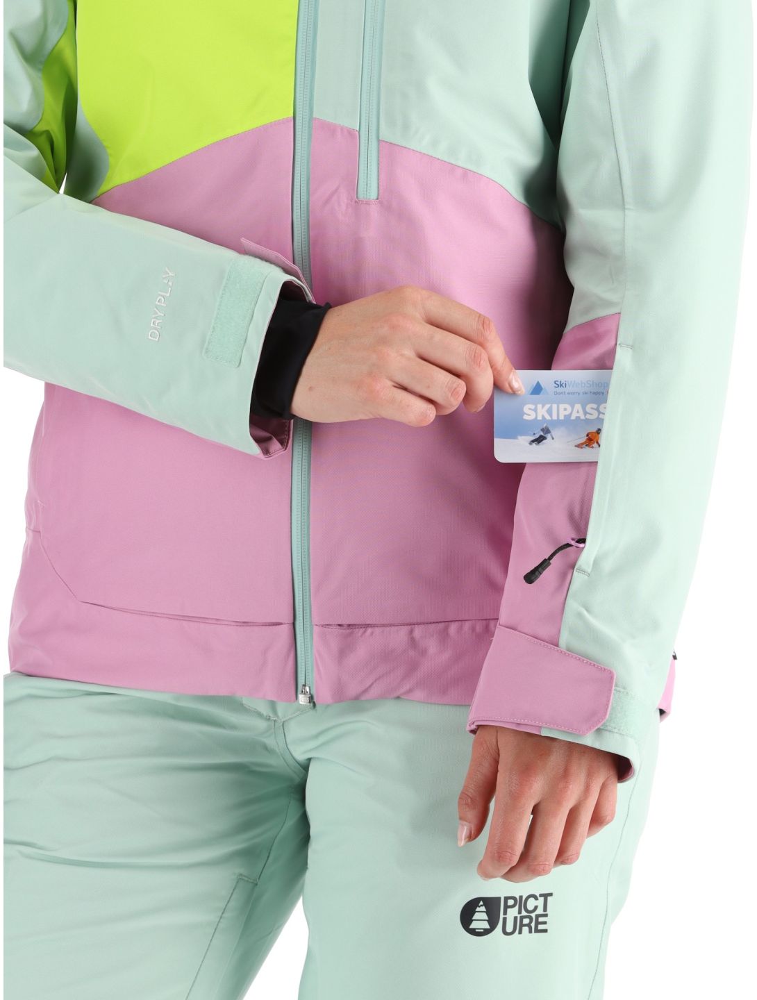 Picture, Seen Skijacke Damen Silt Green Acid Lime Orchid grün, rosa 