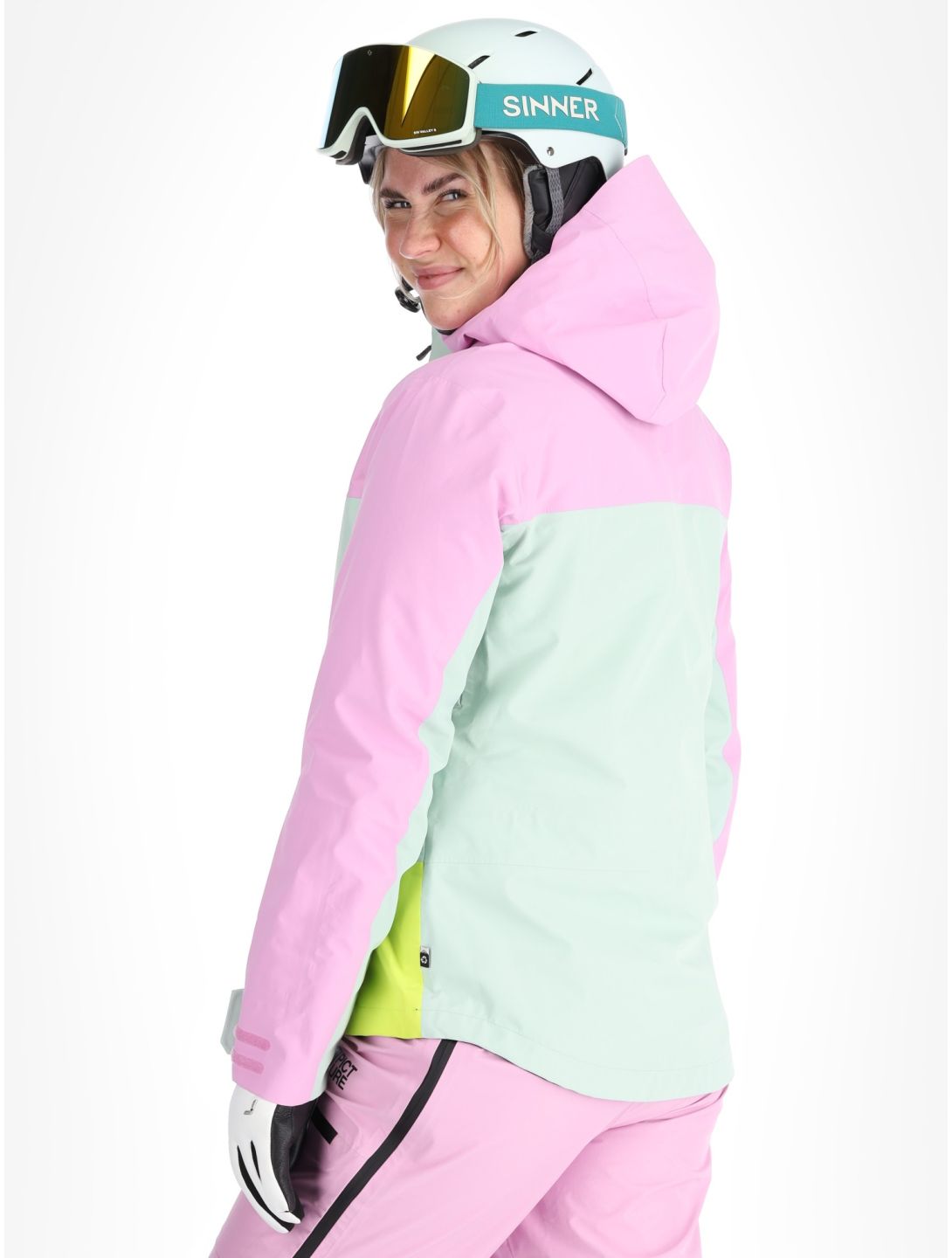 Picture, Sylva 3L Hardshell Skijacke Damen Orchid Silt Green Acid Lime grau, grün, rosa 