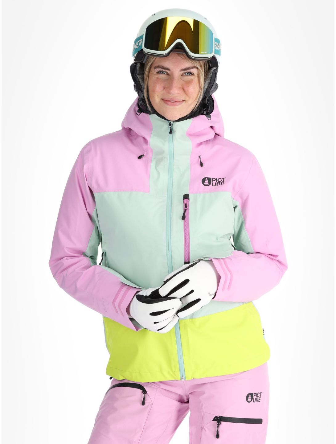 Picture, Sylva 3L Hardshell Skijacke Damen Orchid Silt Green Acid Lime grau, grün, rosa 