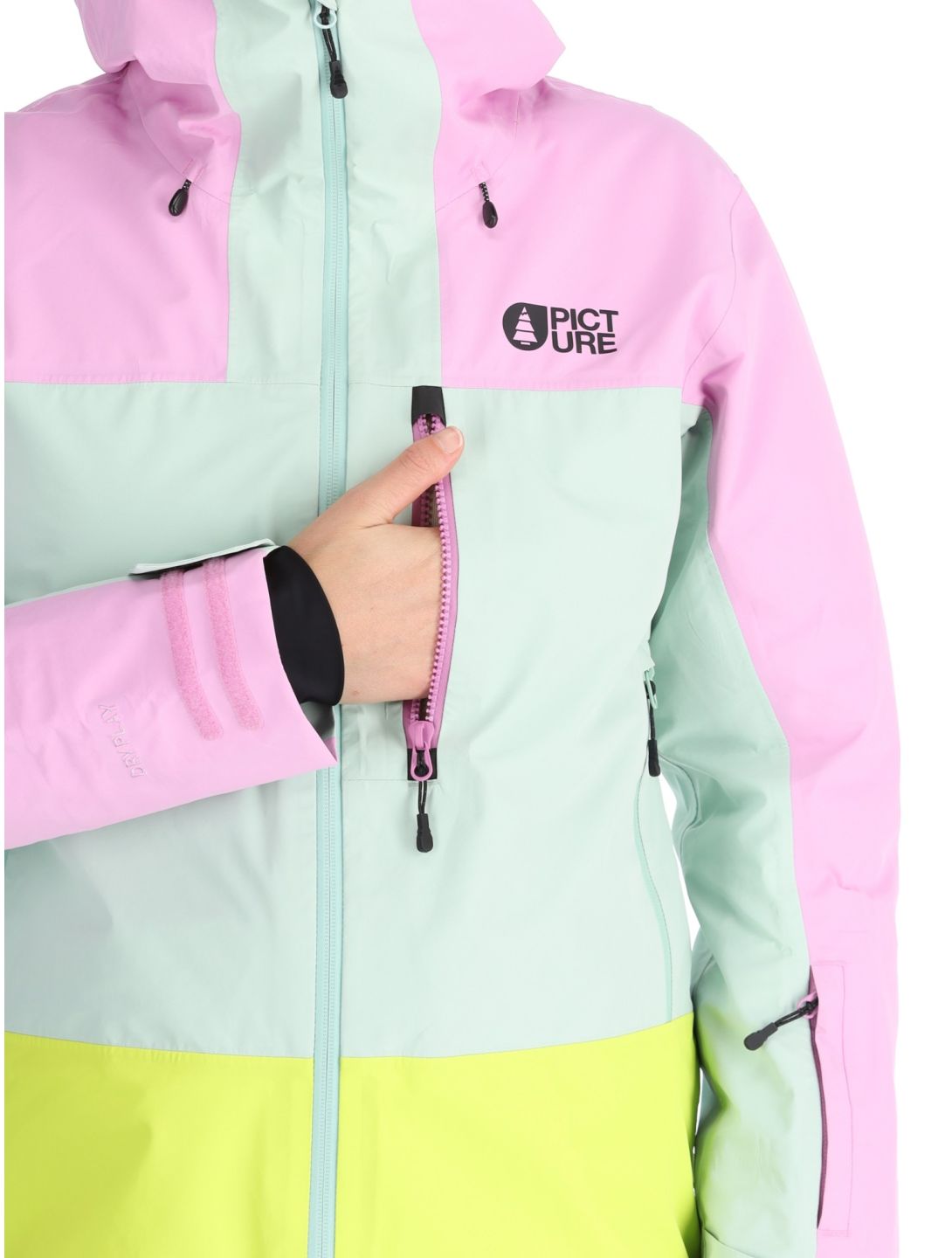 Picture, Sylva 3L Hardshell Skijacke Damen Orchid Silt Green Acid Lime grau, grün, rosa 