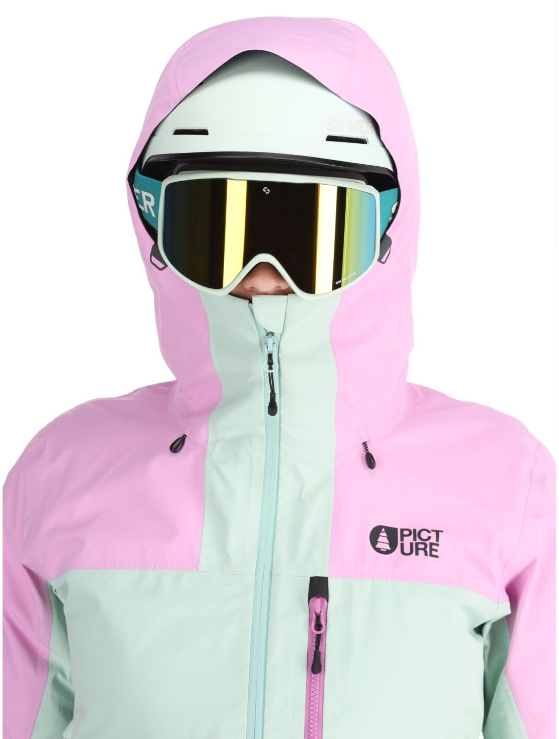 Picture, Sylva 3L Hardshell Skijacke Damen Orchid Silt Green Acid Lime grau, grün, rosa 