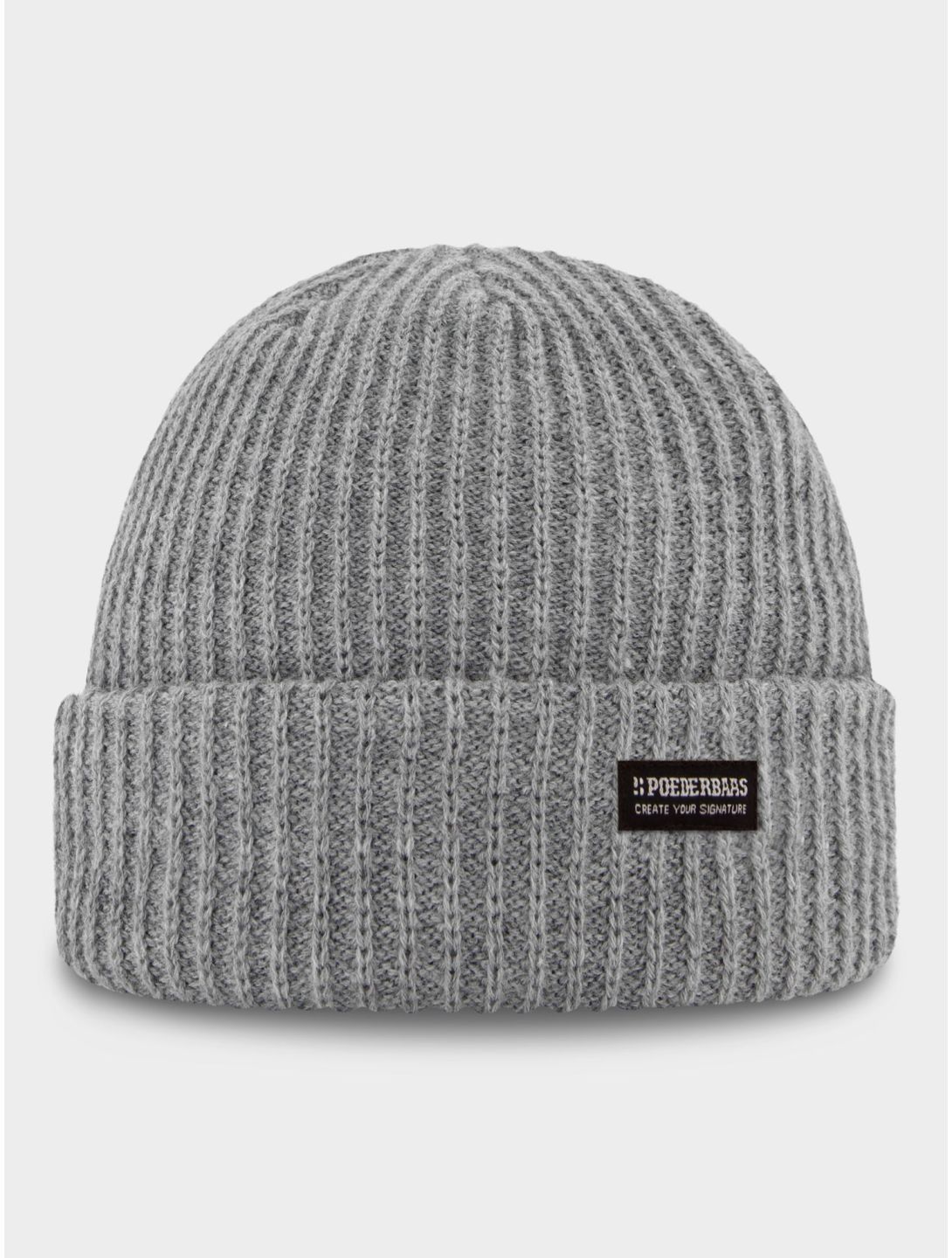 Poederbaas, Royal Rib Beanie Mütze Unisex Grey grau 