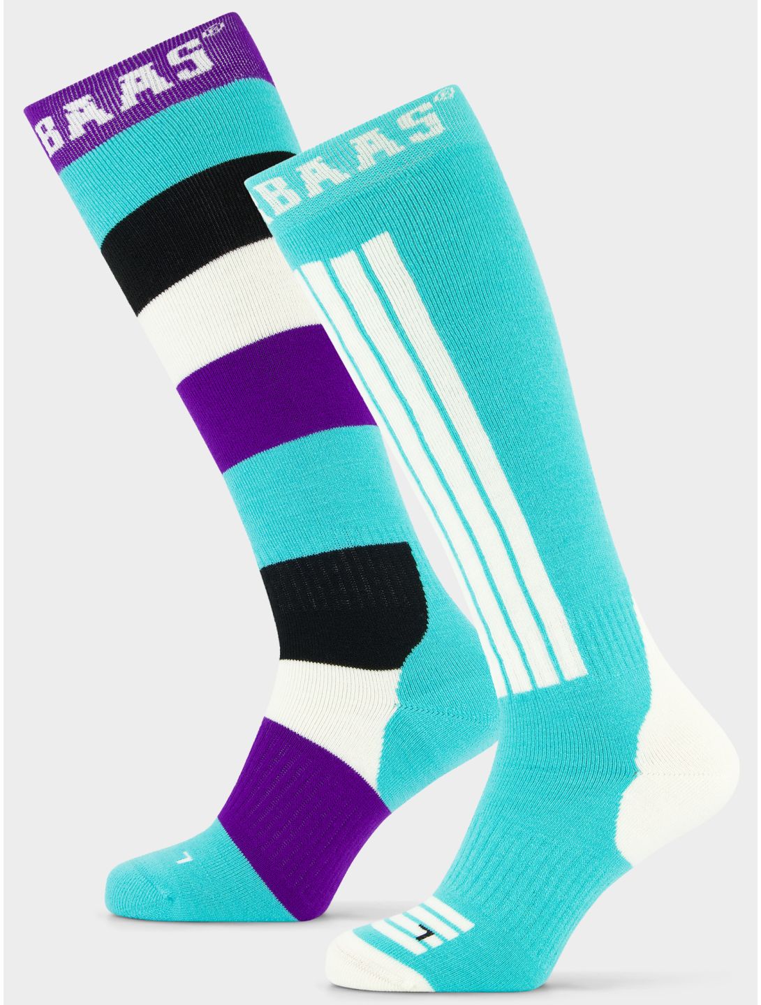 Poederbaas, Striped Ski Socks 2-pack Skisocken 2-pack Unisex Mint grün 